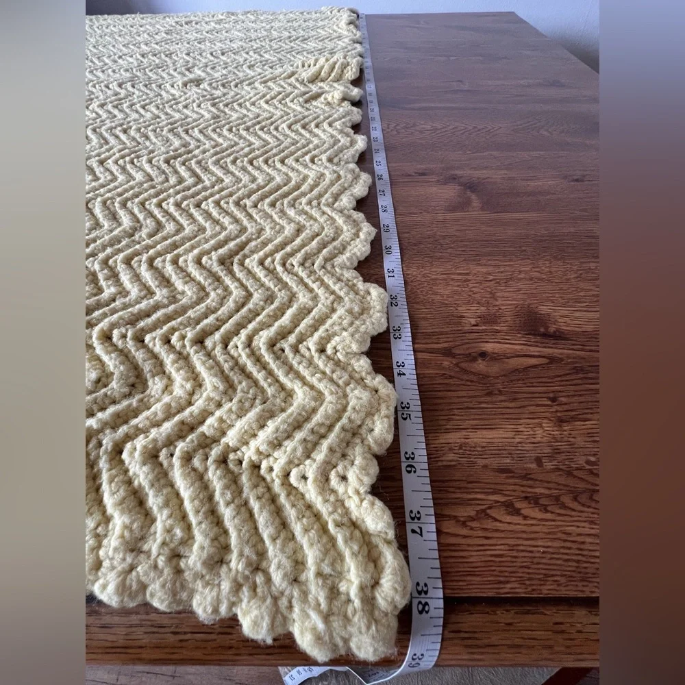 Vintage Yellow Handmade Crochet Baby Blanket